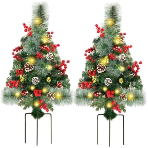 2 Pack 30 Inch Pre-Lit Pathway Christmas Trees, Upgrade Artificial Xmas Urn Filler with 60 LED Lights, Red Berries and Pine Cones Ornaments, Battery Operated Holiday Décor for Driveway, Yard 2 Pack 30 Inch Pre-Lit Pathway Christmas Trees, Upgrade Artificial Xmas Urn Filler with 60 LED Lights, Red Berries and Pine Cones Ornaments, Battery Operated Holiday Décor for Driveway, Yard