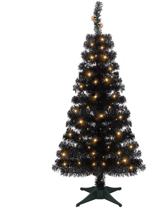 Lighted Artificial Halloween Black Christmas Tree, Pre-lit 4 FT Black Tinsel Xmas Pine Trees, Light up with 70 LED Lights Battery Powered, 8 Modes & Timer for Home Office Party Decorations Lighted Artificial Halloween Black Christmas Tree, Pre-lit 4 FT Black Tinsel Xmas Pine Trees, Light up with 70 LED Lights Battery Powered, 8 Modes & Timer for Home Office Party Decorations