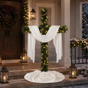 6FT Cross Christmas Tree with LED Lights, Outdoor Christmas Christian Decor
with garland white draped cloth and crown of thorns for front porches yards patios church entrances nativity displays outdoo 6FT Cross Christmas Tree with LED Lights, Outdoor Christmas Christian Decor
with garland white draped cloth and crown of thorns for front porches yards patios church entrances nativity displays outdoo