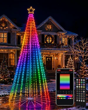 17FT Outdoor Christmas Tree with Lights, DIY Light Show LED Christmas Tree
Fully DIY, One-Tap Preset Scenes, Music Sync, Smart Timer, App and Remote Control for Yard Holiday Xmas Decor 17FT Outdoor Christmas Tree with Lights, DIY Light Show LED Christmas Tree
Fully DIY, One-Tap Preset Scenes, Music Sync, Smart Timer, App and Remote Control for Yard Holiday Xmas Decor