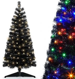 Pre-Lit Artificial Christmas Tree, Warm White Lights, Colorful Lights, Includes Stand, 4 feet (Black) Pre-Lit Artificial Christmas Tree, Warm White Lights, Colorful Lights, Includes Stand, 4 feet (Black)