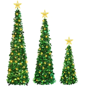 3PCS Green Pop Up Christmas Trees with Lighted Top Star, 3FT / 4FT / 5FT
Collapsible Tinsel Pencil Tree with 2-Color Lighted Tree Topper Easy Assembly for Apartment Porch Corner Party XMAS Decor 3PCS Green Pop Up Christmas Trees with Lighted Top Star, 3FT / 4FT / 5FT
Collapsible Tinsel Pencil Tree with 2-Color Lighted Tree Topper Easy Assembly for Apartment Porch Corner Party XMAS Decor