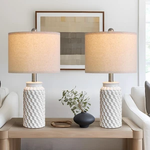 20.5" White Modern Ceramic Bedside Lamps Set of 2, Small Table Lamp for Bedroom Decor Farmhouse Nightstand Lamp for Living Room Office 20.5" White Modern Ceramic Bedside Lamps Set of 2, Small Table Lamp for Bedroom Decor Farmhouse Nightstand Lamp for Living Room Office