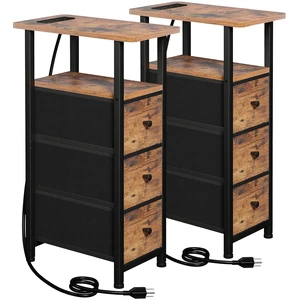 Narrow End Tables Living Room Set of 2 with Charging Station
Slim Nightstand with 3 Fabric Drawers for Bedroom, Narrow Side Table with Type-C for Small Spaces, Brown Narrow End Tables Living Room Set of 2 with Charging Station
Slim Nightstand with 3 Fabric Drawers for Bedroom, Narrow Side Table with Type-C for Small Spaces, Brown