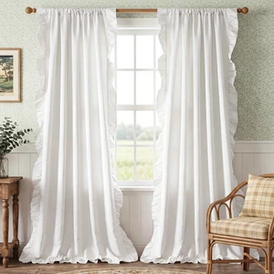 White Ruffle Curtains 52x84 Long 2 Panels Shabby Chic Style
Light Filtering Privacy Protect with Premium Faux Silk, Romantic Vintage Window Drapes for Bedroom,Living Room White Ruffle Curtains 52x84 Long 2 Panels Shabby Chic Style
Light Filtering Privacy Protect with Premium Faux Silk, Romantic Vintage Window Drapes for Bedroom,Living Room