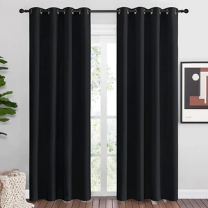 Black Out Curtains for Bedroom Living Room 80 Inches Long, 2 Panels, 52" W, Black, 3 Pass Microfiber Noise Reducing Thermal Insulated Solid Ring Top Blackout Window Drapes Black Out Curtains for Bedroom Living Room 80 Inches Long, 2 Panels, 52" W, Black, 3 Pass Microfiber Noise Reducing Thermal Insulated Solid Ring Top Blackout Window Drapes