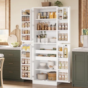 Kitchen Pantry Cabinet with 4 Door Storage & 2 Drawers, 24" W White
20 Built-in Door Shelves, 3 Adjustable Shelves, Farmhouse Style, for Dining Room/Small Place, Freestanding Storage Cabinet Kitchen Pantry Cabinet with 4 Door Storage & 2 Drawers, 24" W White
20 Built-in Door Shelves, 3 Adjustable Shelves, Farmhouse Style, for Dining Room/Small Place, Freestanding Storage Cabinet