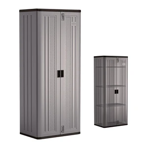 Tall Storage Cabinet for Garage Organization - 72" Freestanding Utility Closet with Shelving for Garden Supplies, Paint Cans & Outdoor Tools, Multi-Wall Resin Construction, Platinum Tall Storage Cabinet for Garage Organization - 72" Freestanding Utility Closet with Shelving for Garden Supplies, Paint Cans & Outdoor Tools, Multi-Wall Resin Construction, Platinum