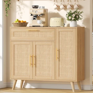 Kitchen Buffet Cabinet with 3 Doors, Rattan Storage Cabinet
Coffee Bar Cabinet with Adjustable Shelves & Drawer, Sideboard Cabinet with Solid Wood Legs for Living Room, Natural Oak Kitchen Buffet Cabinet with 3 Doors, Rattan Storage Cabinet
Coffee Bar Cabinet with Adjustable Shelves & Drawer, Sideboard Cabinet with Solid Wood Legs for Living Room, Natural Oak