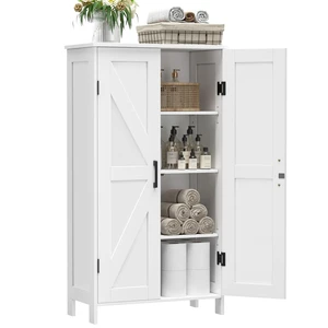 43.3" H Farmhouse Bathroom Storage Cabinet with Adjustable Shelves
Freestanding Storage Cabinet with Barn Doors for Bathroom, Kitchen, Living Room, Dining Room & Entryway, White 43.3" H Farmhouse Bathroom Storage Cabinet with Adjustable Shelves
Freestanding Storage Cabinet with Barn Doors for Bathroom, Kitchen, Living Room, Dining Room & Entryway, White