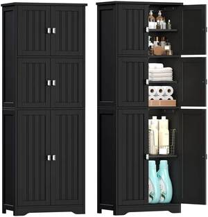 Bathroom Storage Cabinet, 63" H Linen Floor Cabinet
Pantry Storage Cabinet with 6 Doors and Adjustable Shelves, for Bathroom, Living Room, Laundry Room, Kitchen, Black Bathroom Storage Cabinet, 63" H Linen Floor Cabinet
Pantry Storage Cabinet with 6 Doors and Adjustable Shelves, for Bathroom, Living Room, Laundry Room, Kitchen, Black