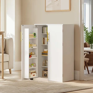 35.5" Small Pantry Storage Cabinet with Doors and Adjustable Shelves, Freestanding Kitchen Food Storage Cupboard Sideboard with Sturdy MDF Construction for Dining Room, Living Room, White 35.5" Small Pantry Storage Cabinet with Doors and Adjustable Shelves, Freestanding Kitchen Food Storage Cupboard Sideboard with Sturdy MDF Construction for Dining Room, Living Room, White