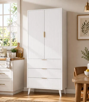 Kitchen Pantry Cabinet with 3 Drawers & Adjustable Shelves, White
Wood Cupboard, Farmhouse Fluted Tall Storage Cabinet, Mid-century Modern Furniture, for Living Room, Dining Room, Home Office Kitchen Pantry Cabinet with 3 Drawers & Adjustable Shelves, White
Wood Cupboard, Farmhouse Fluted Tall Storage Cabinet, Mid-century Modern Furniture, for Living Room, Dining Room, Home Office