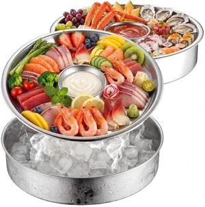 2 Sets Chilled Shrimp Serving Tray with Ice Tray for Party 10"
Cocktail Serving Dish, Stainless Steel Round Iced Cooling Platter with Dip Compartment for Oysters Crawfish Fruits Seafood 2 Sets Chilled Shrimp Serving Tray with Ice Tray for Party 10"
Cocktail Serving Dish, Stainless Steel Round Iced Cooling Platter with Dip Compartment for Oysters Crawfish Fruits Seafood