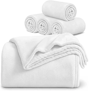 Fleece Blanket Throw Size White Lightweight Super Soft Cozy Luxury Bed Blanket Microfiber (Pack of 5) Fleece Blanket Throw Size White Lightweight Super Soft Cozy Luxury Bed Blanket Microfiber (Pack of 5)