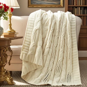 Cable Knit Chenille Throw Blanket, Cream White 60×80
Classic Cable Knit, Dual-Sided Softness, Modern Farmhouse Style, Breathable Comfort, Cozy Throw for Couch, Sofa & Chair Cable Knit Chenille Throw Blanket, Cream White 60×80
Classic Cable Knit, Dual-Sided Softness, Modern Farmhouse Style, Breathable Comfort, Cozy Throw for Couch, Sofa & Chair