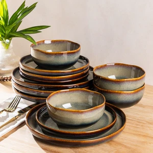 Ceramic Dinnerware Set for 4, 12-Piece Plates and Bowls Set
Handmade Reactive Glaze Dish Set, Scratch Resistant, Oven & Microwave & Dishwasher Safe, Coffee Bean Ceramic Dinnerware Set for 4, 12-Piece Plates and Bowls Set
Handmade Reactive Glaze Dish Set, Scratch Resistant, Oven & Microwave & Dishwasher Safe, Coffee Bean