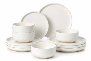 Ceramic Plates and Bowls Sets, White Dinnerware Set for Kitchen, Modern Design Dinner Plates, Stoneware Dishware Sets, Microwave and Dishwasher Safe Ceramic Plates and Bowls Sets, White Dinnerware Set for Kitchen, Modern Design Dinner Plates, Stoneware Dishware Sets, Microwave and Dishwasher Safe