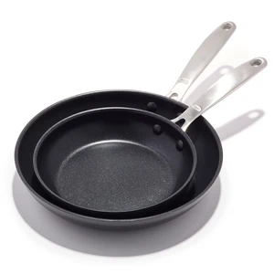 Enhanced 8" and 10" Frying Pan Skillet Set, Healthy Ceramic Nonstick, PFAS-Free, Stainless Steel Handle, Dishwasher Safe, Oven Safe, Black Enhanced 8" and 10" Frying Pan Skillet Set, Healthy Ceramic Nonstick, PFAS-Free, Stainless Steel Handle, Dishwasher Safe, Oven Safe, Black
