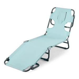 Outdoor Lounge Tanning Chair, Foldable Chaise with Multi-Angle Backrest, Quick-Drying Polyester, Portable with Carry Strap, Blue, 1-Pack Outdoor Lounge Tanning Chair, Foldable Chaise with Multi-Angle Backrest, Quick-Drying Polyester, Portable with Carry Strap, Blue, 1-Pack