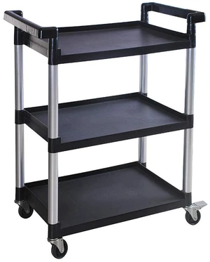 3-Shelf Utility Plastic Cart with Wheels-225 Lbs Maximum Capacity , Black 3-Shelf Utility Plastic Cart with Wheels-225 Lbs Maximum Capacity , Black