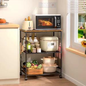 Rolling Kitchen Microwave Cart, 3 Tier Microwave Table Stand with Storage, Kitchen Utility Cart on Lockable Wheels, Small Coffee Cart Shelf Rack Organizer for Living Room Office, Balcony Rolling Kitchen Microwave Cart, 3 Tier Microwave Table Stand with Storage, Kitchen Utility Cart on Lockable Wheels, Small Coffee Cart Shelf Rack Organizer for Living Room Office, Balcony