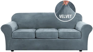 Modern Velvet Plush 4 Piece High Stretch Sofa Slipcover Sofa Cover Furniture Protector Form Fit Luxury Thick Velvet Sofa Cover for 3 Cushion Couch Width Up to 90 Inch (Sofa,Stormy Blue) Modern Velvet Plush 4 Piece High Stretch Sofa Slipcover Sofa Cover Furniture Protector Form Fit Luxury Thick Velvet Sofa Cover for 3 Cushion Couch Width Up to 90 Inch (Sofa,Stormy Blue)