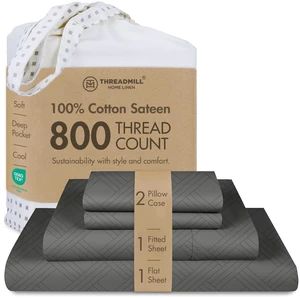 Luxury 100% Cotton Full Bed-Sheets - 800 Thread Count Jacquard Celine Dark Grey, Better Than Egyptian Cotton,4 Pc Striped Bed Set, Damask Sheets with Elasticized Deep Pocket Luxury 100% Cotton Full Bed-Sheets - 800 Thread Count Jacquard Celine Dark Grey, Better Than Egyptian Cotton,4 Pc Striped Bed Set, Damask Sheets with Elasticized Deep Pocket