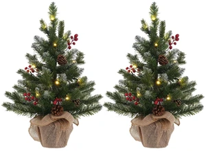 2 FT Mini Christmas Tree, Set of 2 24" PE Prelit Small Artificial Tabletop Snow Flocked Christmas Trees Decor with 20 Lights Timer, Outdoor Indoor Porch Table Xmas Christmas Decorations 2 FT Mini Christmas Tree, Set of 2 24" PE Prelit Small Artificial Tabletop Snow Flocked Christmas Trees Decor with 20 Lights Timer, Outdoor Indoor Porch Table Xmas Christmas Decorations