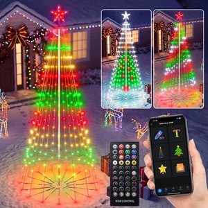 6ft DIY Outdoor Christmas Trees for Yard with 47 Prelit Lights 265 LED Christmas Tree Lights Color Changing Sync Musical APP & Remote Control Christmas Tree Light Show for Multicolor Decorations 6ft DIY Outdoor Christmas Trees for Yard with 47 Prelit Lights 265 LED Christmas Tree Lights Color Changing Sync Musical APP & Remote Control Christmas Tree Light Show for Multicolor Decorations