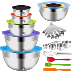Mixing Bowls with Lid Set, 25PCS Kitchen Utensils Metal Bowl Stainless Steel Nesting Bowls, Measuring Cups and Spoons, Egg Whisk for Baking Prepping Cooking Serving Supplies Mixing Bowls with Lid Set, 25PCS Kitchen Utensils Metal Bowl Stainless Steel Nesting Bowls, Measuring Cups and Spoons, Egg Whisk for Baking Prepping Cooking Serving Supplies