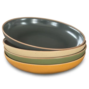 Ceramic Artisan Matte Large Pasta Bowls 30oz, Set of 4 - Serving, Salad, Dinner, etc Kitchen Plate/Wide Bowl - Microwave, Oven, Dishwasher Safe - Modern Porcelain Stoneware Dishes, Safari Colors Ceramic Artisan Matte Large Pasta Bowls 30oz, Set of 4 - Serving, Salad, Dinner, etc Kitchen Plate/Wide Bowl - Microwave, Oven, Dishwasher Safe - Modern Porcelain Stoneware Dishes, Safari Colors