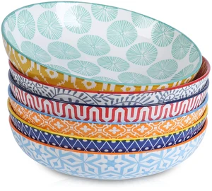 Ceramic 26 Ounce Pasta Bowls Set of 6, Shallow Salad Bowls
Serving Bowls, Microwave & Dishwasher Safe, Sturdy & Stackable, Assorted Colors Ceramic 26 Ounce Pasta Bowls Set of 6, Shallow Salad Bowls
Serving Bowls, Microwave & Dishwasher Safe, Sturdy & Stackable, Assorted Colors