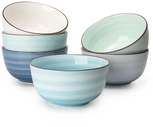 20 Oz Porcelain Cereal Bowls - Set of 6, Multicolor, Lead-Free, for Soup, Salad, Rice Snacks, Kitchen Decor 20 Oz Porcelain Cereal Bowls - Set of 6, Multicolor, Lead-Free, for Soup, Salad, Rice Snacks, Kitchen Decor
