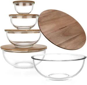 Stackable Glass Mixing Bowls with Acacia Lids Set of 5
Microwave & Oven-ready. Durable Heat Resistant Inert Borosilicate Glass. For Foodprep, Storage, Mixing & Cooking Stackable Glass Mixing Bowls with Acacia Lids Set of 5
Microwave & Oven-ready. Durable Heat Resistant Inert Borosilicate Glass. For Foodprep, Storage, Mixing & Cooking