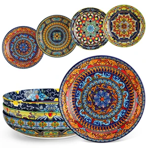Pasta Bowls Set of 4, 42oz Ceramic Salad Serving Bowls, Bohemian
8.7in Colorful Bohemian Bowl Plates for Soup, Shallow Bowls for Kitchen, Microwave & Dishwasher Safe, Large, KRVI Series Pasta Bowls Set of 4, 42oz Ceramic Salad Serving Bowls, Bohemian
8.7in Colorful Bohemian Bowl Plates for Soup, Shallow Bowls for Kitchen, Microwave & Dishwasher Safe, Large, KRVI Series