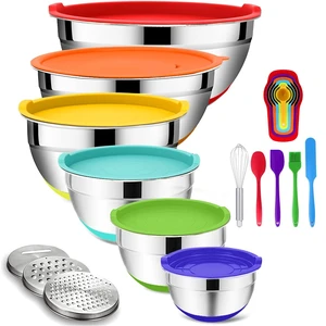 20PCS Stainless Steel Mixing Bowls with Airtight Lids Set Includes 3 Grater Attachments and Non-Slip Bottoms with Size 7, 4, 3, 2, 1.5, 1QT Nesting Bowls for Baking, Meal Prep 20PCS Stainless Steel Mixing Bowls with Airtight Lids Set Includes 3 Grater Attachments and Non-Slip Bottoms with Size 7, 4, 3, 2, 1.5, 1QT Nesting Bowls for Baking, Meal Prep