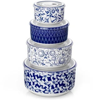 Ceramic Nesting Bowls with Lids Set of 4, Serving Bowls for Food Storage, Prep Bowl, Ceramic Bowl for Kitchen, Microwave & Dishwasher Safe, 60+36+20+10 Oz, Series SELENE Ceramic Nesting Bowls with Lids Set of 4, Serving Bowls for Food Storage, Prep Bowl, Ceramic Bowl for Kitchen, Microwave & Dishwasher Safe, 60+36+20+10 Oz, Series SELENE