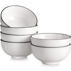 26 Oz Ceramic Cereal Bowls Set of 6 - White Bowl wtih Black Rim
Perfect for soup, cereal, ramen, rice, oatmeal & salad; Scratch-resistant; stackable, microwave, oven & dishwasher safe 26 Oz Ceramic Cereal Bowls Set of 6 - White Bowl wtih Black Rim
Perfect for soup, cereal, ramen, rice, oatmeal & salad; Scratch-resistant; stackable, microwave, oven & dishwasher safe
