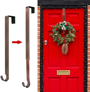 Wreath Hanger for Front Door, Adjustable Wreath Hanger from 15 to 25 Inches, 20 lbs Larger Door Upgrade Christmas Fall Wreaths Decorations Hook (Bronze) Wreath Hanger for Front Door, Adjustable Wreath Hanger from 15 to 25 Inches, 20 lbs Larger Door Upgrade Christmas Fall Wreaths Decorations Hook (Bronze)
