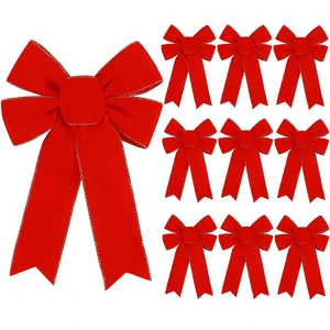 10 Pack Red Bows Christmas Tree Decorations,9x13Large Velvet Ornament Bow with Glitter Gold Edge for Xmas Home Wreath Fence Stairs Railing Fireplace Indoor Outdoor Front Door Decor 10 Pack Red Bows Christmas Tree Decorations,9x13Large Velvet Ornament Bow with Glitter Gold Edge for Xmas Home Wreath Fence Stairs Railing Fireplace Indoor Outdoor Front Door Decor