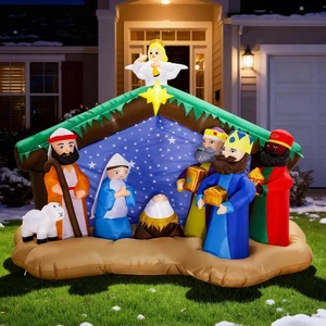 8 FT Christmas Inflatables Nativity Scene Outdoor Decorations, Christmas Blow Up Yard Decorations Nativity Sets for Garden Lawn Xmas Decor 8 FT Christmas Inflatables Nativity Scene Outdoor Decorations, Christmas Blow Up Yard Decorations Nativity Sets for Garden Lawn Xmas Decor