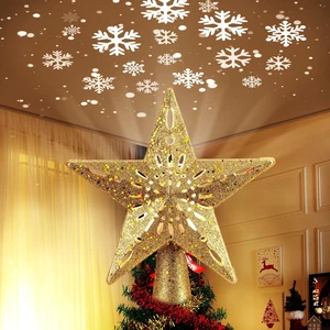 Christmas Star Tree Topper with Snowflake Projector Lights Christmas Star Tree Topper with Snowflake Projector Lights