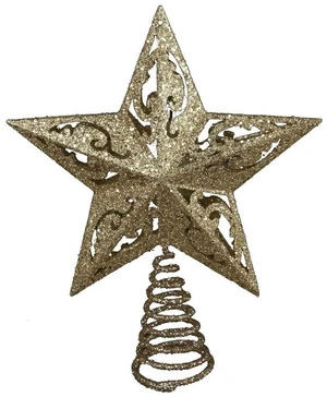 8-Inch Gold Glittered 5 Point Star Treetop 8-Inch Gold Glittered 5 Point Star Treetop