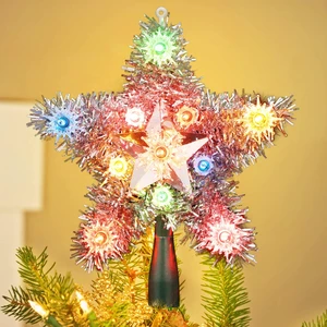 Colored Star Christmas Topper with Tinsel, 8" Tree Star Decoration
Lighted 5 Point Xmas Tree Top with 11 Lights; Multicolor Star Tree Topper light; light up Star Treetop for Home Holiday Tree Colored Star Christmas Topper with Tinsel, 8" Tree Star Decoration
Lighted 5 Point Xmas Tree Top with 11 Lights; Multicolor Star Tree Topper light; light up Star Treetop for Home Holiday Tree