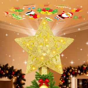 Christmas Tree Topper with Built-in 360° LED Rotating Projector, 3D Hollow Sparkling Gold Star, 3m Plug in Christmas Tree Top Decorations, Indoor Office Party Holiday Home Xmas Treetop Cool Ornament Christmas Tree Topper with Built-in 360° LED Rotating Projector, 3D Hollow Sparkling Gold Star, 3m Plug in Christmas Tree Top Decorations, Indoor Office Party Holiday Home Xmas Treetop Cool Ornament