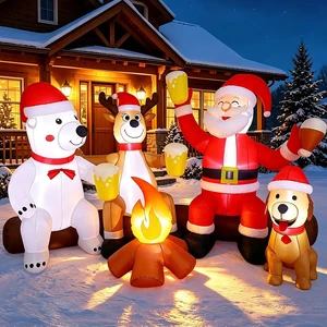 8FT Christmas Inflatable Outdoor Decoration with Built-in LEDs Lights, Blow-Up Santa Claus, Bear and Deer Keeping Warm for Outside/Indoor Xmas for Yard, Garden, Lawn, Party, Holiday Decor 8FT Christmas Inflatable Outdoor Decoration with Built-in LEDs Lights, Blow-Up Santa Claus, Bear and Deer Keeping Warm for Outside/Indoor Xmas for Yard, Garden, Lawn, Party, Holiday Decor
