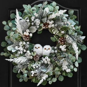 Winter Wreath for Front Door, 24 Inch Christmas Wreath with Owl Decor, Pine Cones, and Evergreen Greenery, Festive Winter Door Decor, Artificial Holiday Farmhouse Rustic Wreath Winter Wreath for Front Door, 24 Inch Christmas Wreath with Owl Decor, Pine Cones, and Evergreen Greenery, Festive Winter Door Decor, Artificial Holiday Farmhouse Rustic Wreath