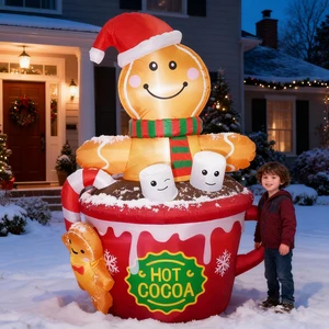 6 FT Christmas Inflatables Outdoor Decorations, Cute Christmas Blow Up Yard Decorations Gingerbread Man in Hot Cocoa Mug Scene for Garden Lawn Xmas Decor 6 FT Christmas Inflatables Outdoor Decorations, Cute Christmas Blow Up Yard Decorations Gingerbread Man in Hot Cocoa Mug Scene for Garden Lawn Xmas Decor