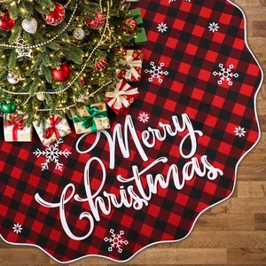 72 Inch Christmas Tree Skirt, Buffalo Plaid Tree Skirt for 7.5 ft Tree to 12ft Tree, Double Sided Burlap Tree Skirt Snowflake Xmas Tree Skirts for Winter Rustic Boho Farmhouse Tree Decor 72 Inch Christmas Tree Skirt, Buffalo Plaid Tree Skirt for 7.5 ft Tree to 12ft Tree, Double Sided Burlap Tree Skirt Snowflake Xmas Tree Skirts for Winter Rustic Boho Farmhouse Tree Decor
